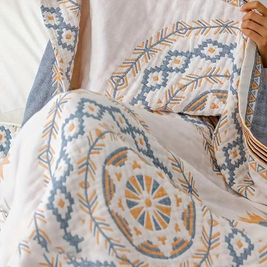 Mandala Pattern Soft Cotton Blanket for Various Uses