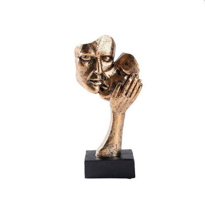 Modern Home Accent - Abstract Sculpture of Couple Kissing – Bronze