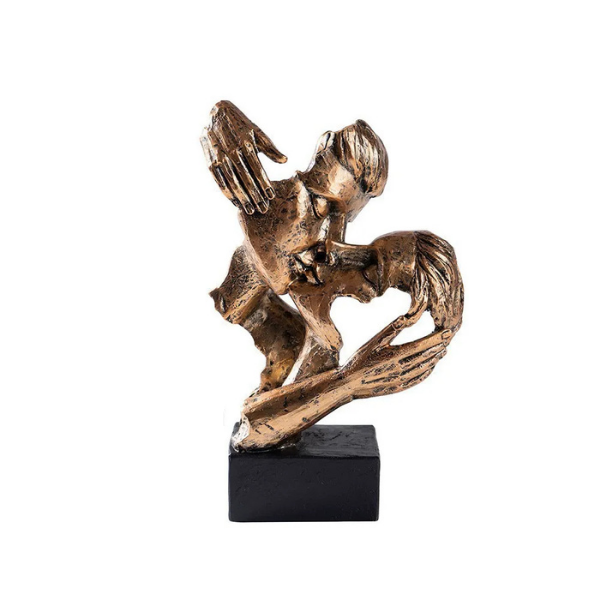 Modern Home Accent - Abstract Sculpture of Couple Kissing – Bronze