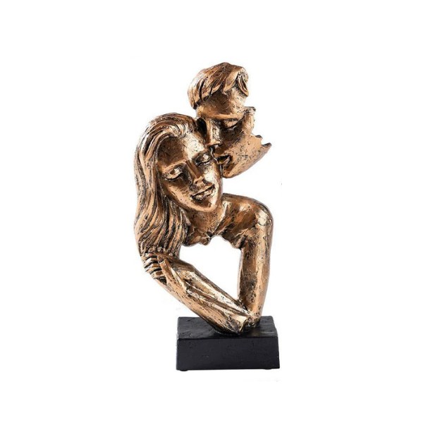 Modern Home Accent - Abstract Sculpture of Couple Kissing – Bronze