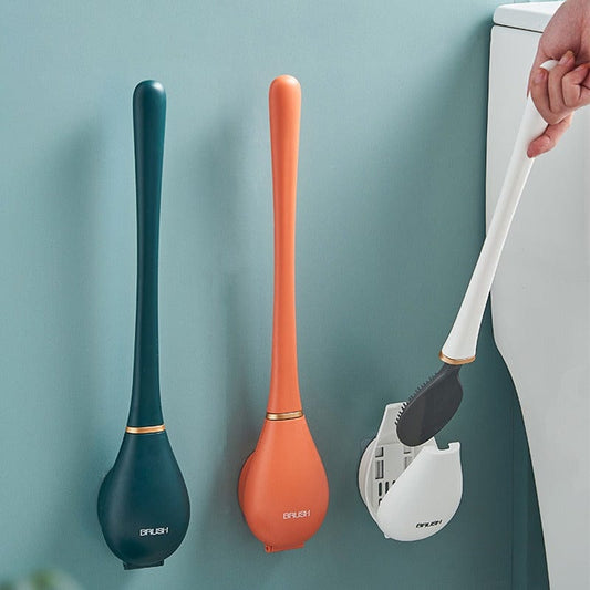 Modern Design Flexible Silicone Toilet Brush – Dark green