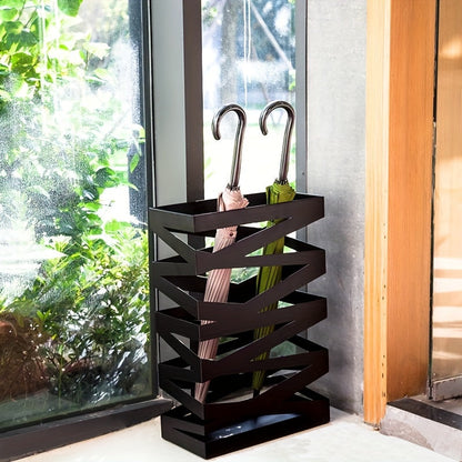 Large Capacity Metal Umbrella Holder for Modern Entryway - Black – Black