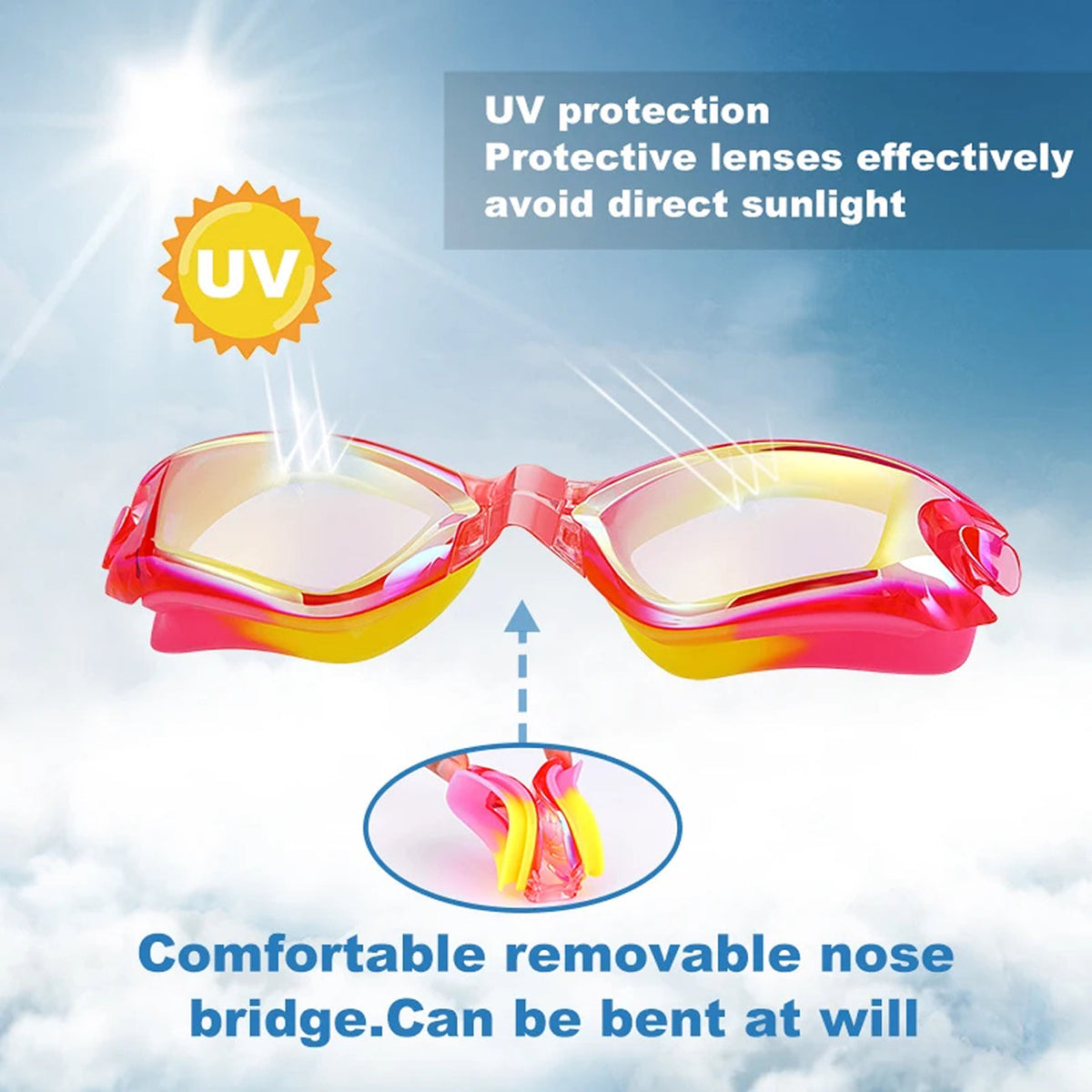 Kids Swim Goggles with Anti-Fog Technology and 180° Panoramic View