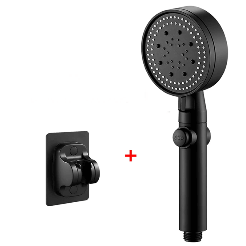 Shower Head with 5 Settings and Push Button Control – Black