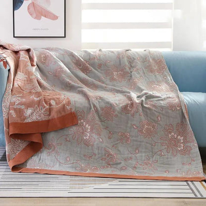 Lightweight Floral Blanket with Breathable Fabric Design – Red