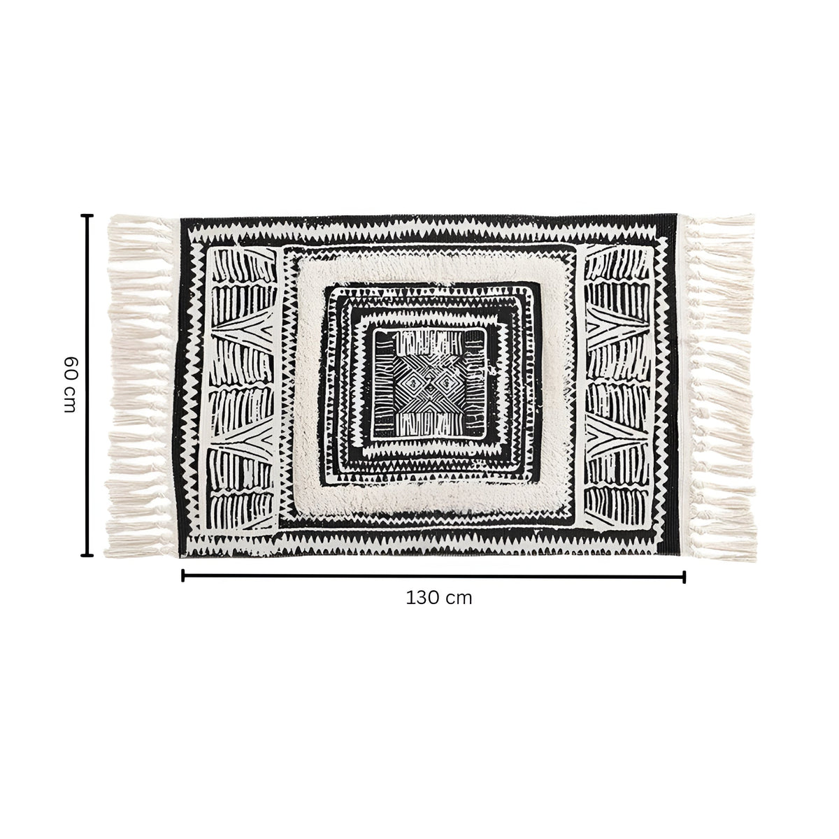 Chic Geometric Floor Rug with Tassel Accents