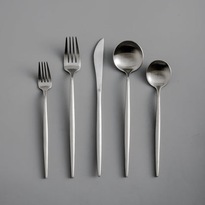 Stainless Steel Cutlery Set – Simple Elegance in Minimalist Style – Matte Silver