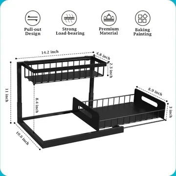 Under-Sink Organizer with 2-Tier Pull-Out Design