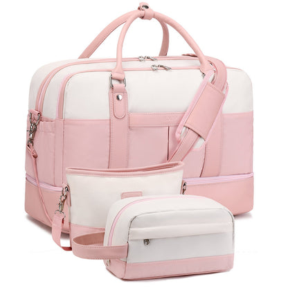 Spacious Travel Duffel for Women - Large Weekend Overnight Bag – Pink Set