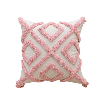 Charming Floral-Patterned Cushions with Tassel Accents – Diamond