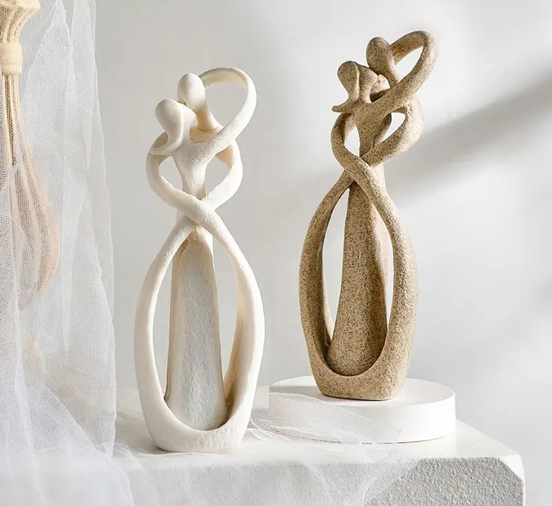 Timeless Love Abstract Sculpture - Unique Gift for Eternal Embrace – Sand