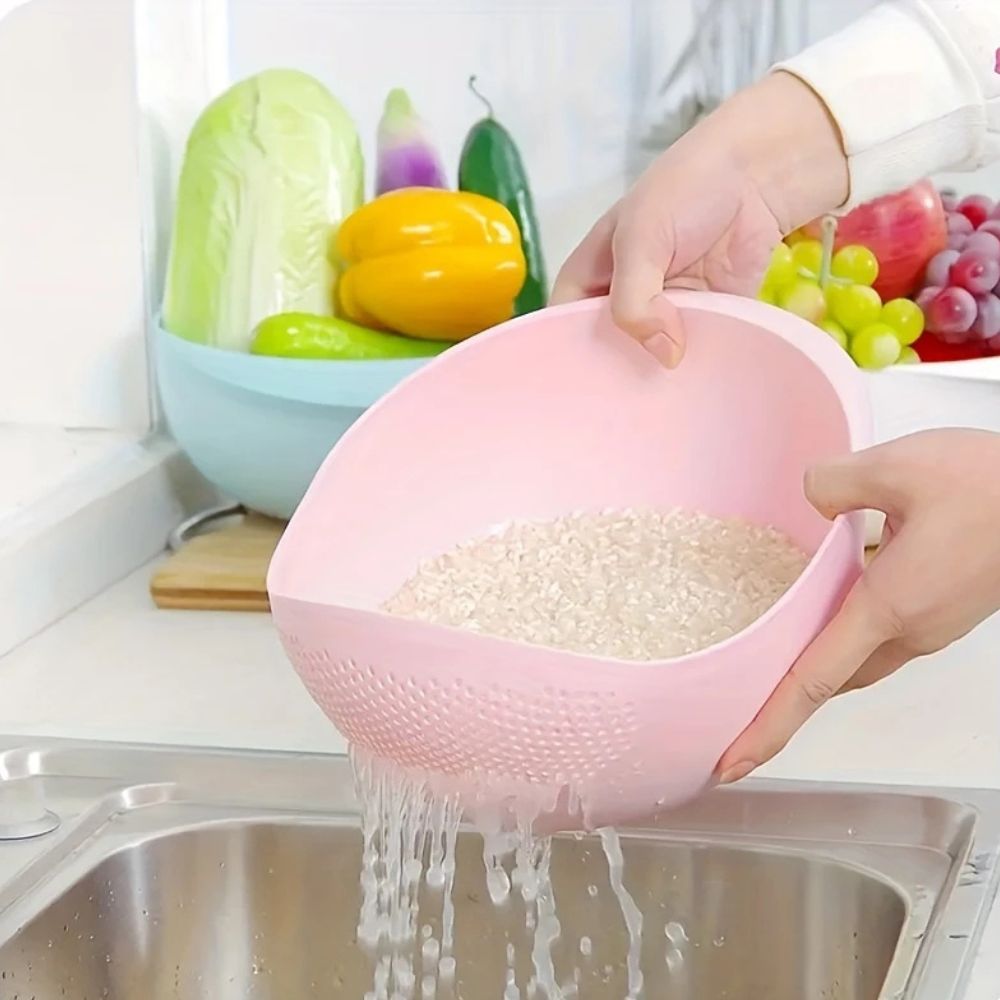 Modern Kitchen Strainer Bowl – Wash & Drain Colander – Pink