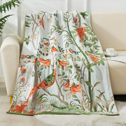 Charming Blossom Cotton Bath Towel for Everyday Luxury – Bird Blue