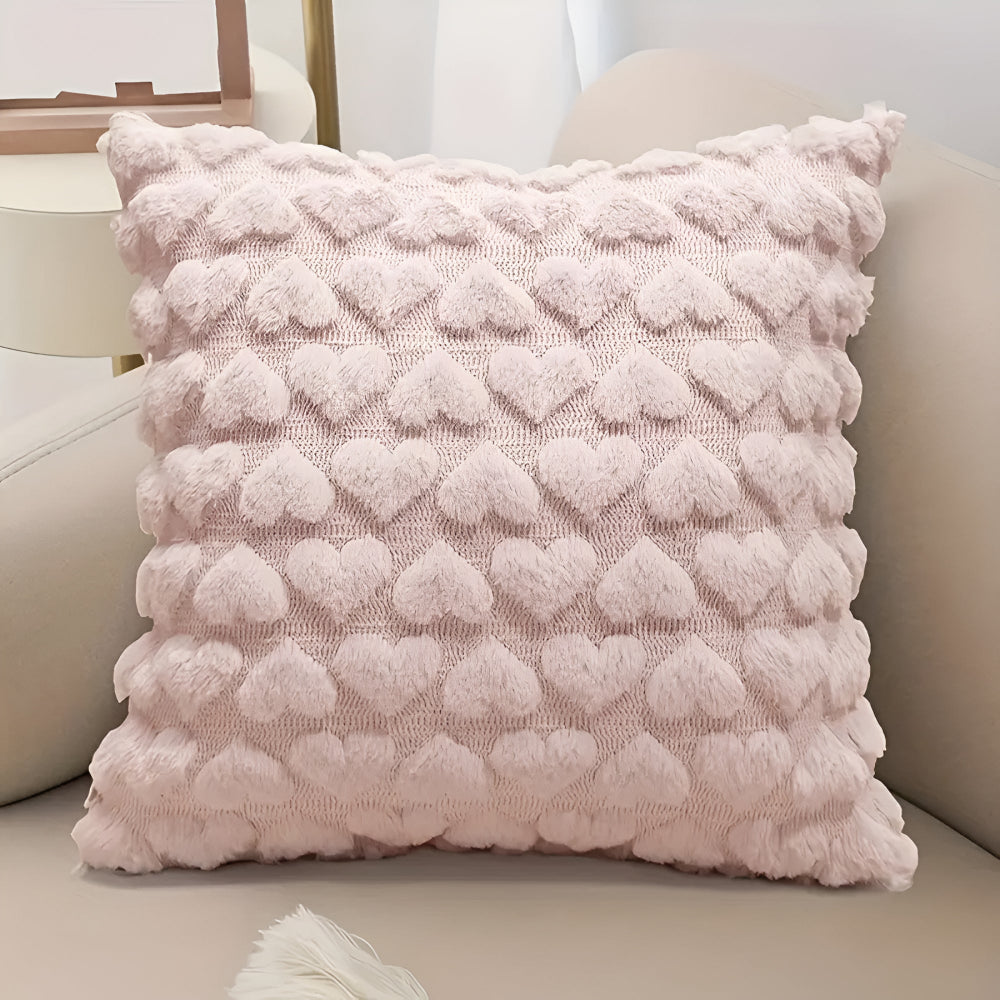 Cozy Love Heart Decorative Pillow Cover – Rose