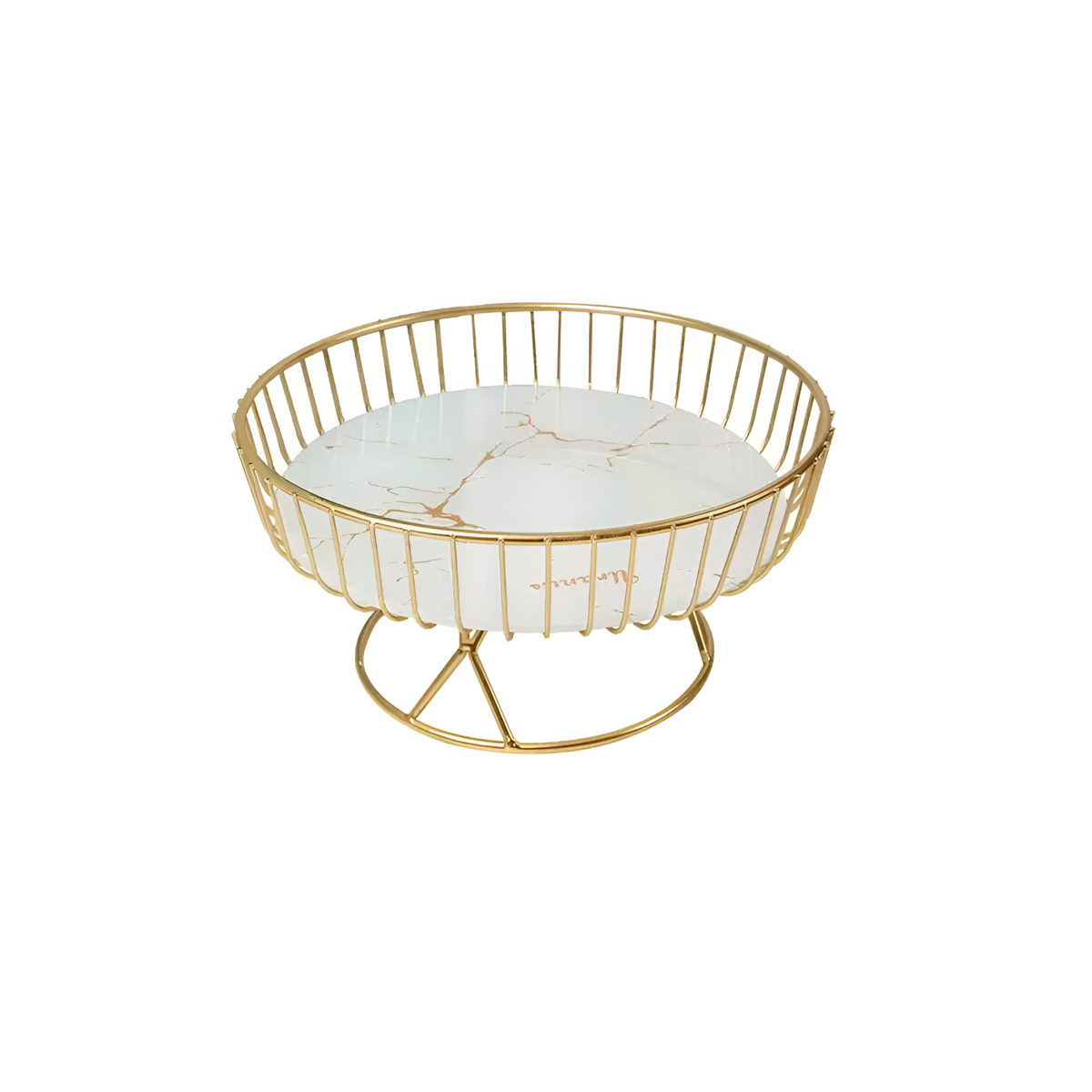 Elegant Marble Serving Tray with Gold Accents – White