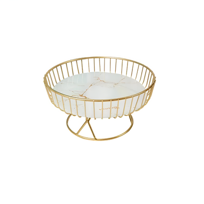 Elegant Marble Serving Tray with Gold Accents – White