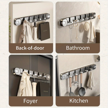 Wall Hook Panel No Drilling – Hidden 5-Hook Organizer Shelf