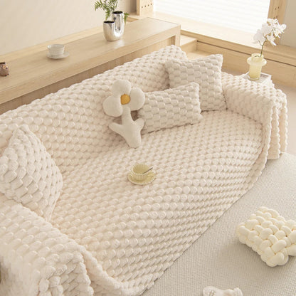 Plush Haven Sofa Protector & Accent Blanket – Ivory