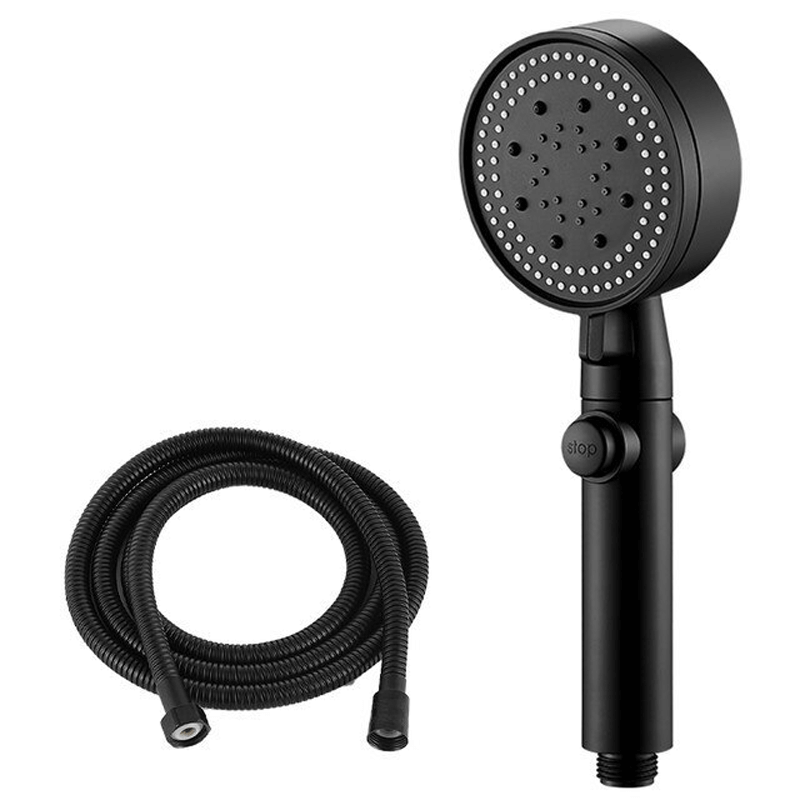 Shower Head with 5 Settings and Push Button Control – Black