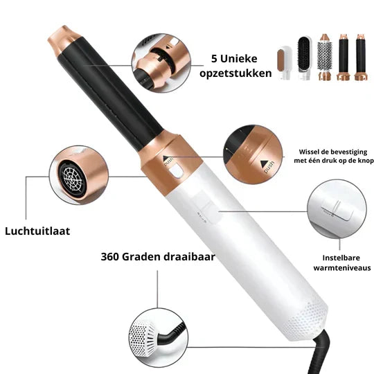 5-in-1 Hair Styling Tool for Curls – Gold