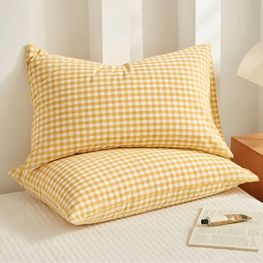 Charming Plaid Pillow Covers for Cozy Comfort – Goldenrod Checkered