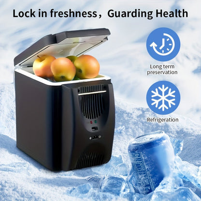 6L Mini Portable Fridge for Cars – DC 12V Electric Cooler for Drinks, Seafood, and Fruits – Black