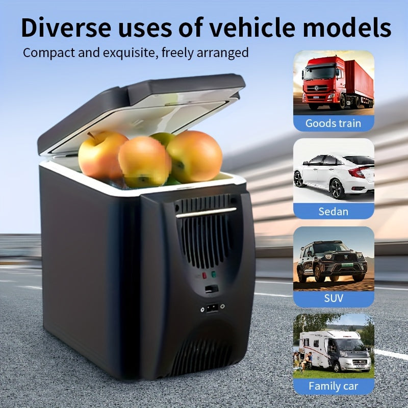 6L Mini Portable Fridge for Cars – DC 12V Electric Cooler for Drinks, Seafood, and Fruits – Black