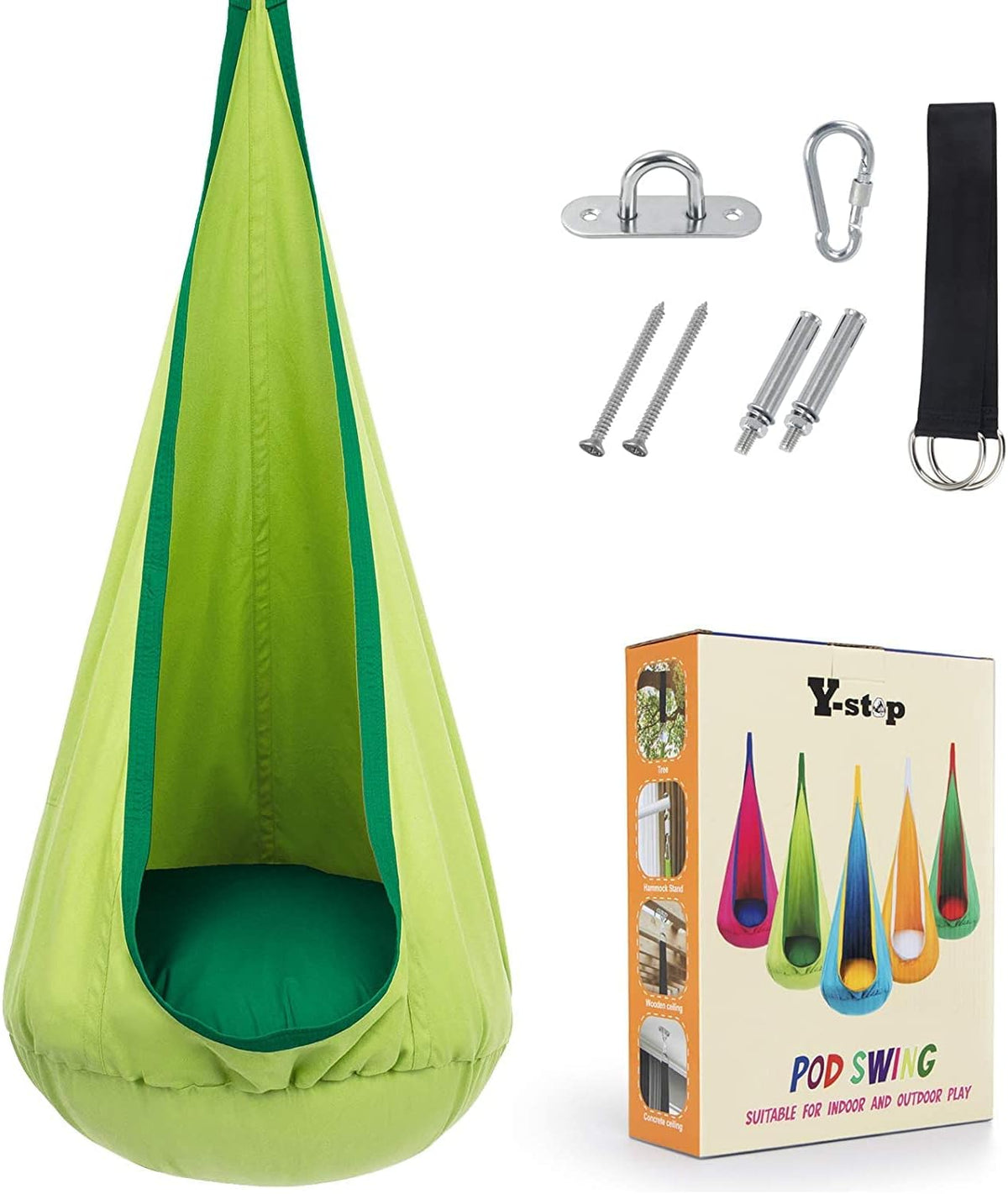 Hanging Chair in Cotton Blend - Comfortable & Versatile for Indoor & Outdoor – Green