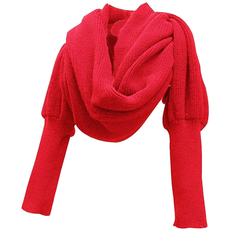 Large Winter Scarf - Versatile Knit Blanket and Long Shawl – Red