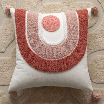 Charming Floral-Patterned Cushions with Tassel Accents – Pastel