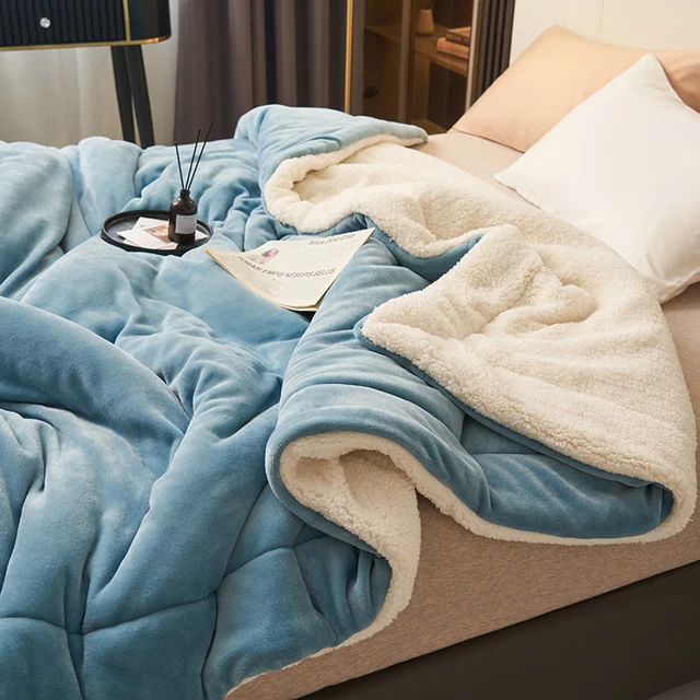 Cozy Luxe Fleece Warm Blankets – Blue