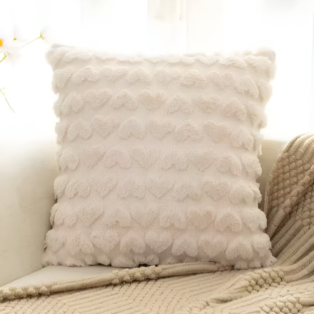 Cozy Love Heart Decorative Pillow Cover – Oatmeal