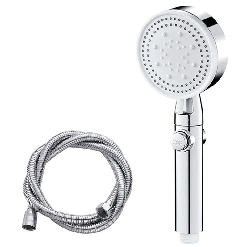 Shower Head with 5 Settings and Push Button Control – Silver