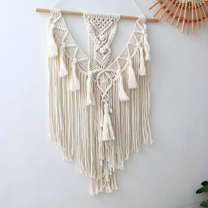Textured Geometric Macrame Wall Art for Modern Spaces – White