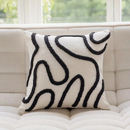 Bohemian Elegance Throw Pillow Cover – Black