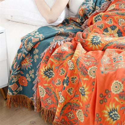 Cozy Reversible Blanket for Home and Travel - Vintage Style