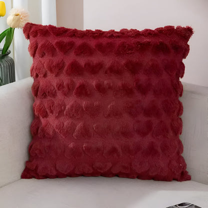 Cozy Love Heart Decorative Pillow Cover – Scarlet