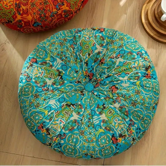 Chic Bohemian Floor Cushion for Meditation and Relaxation – Blue