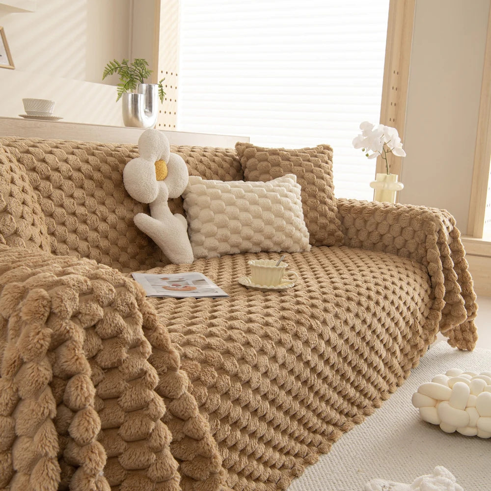 Plush Haven Sofa Protector & Accent Blanket – Kahki