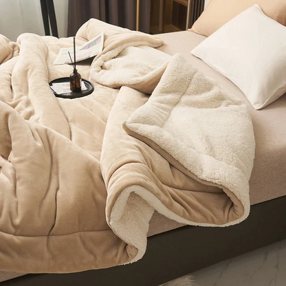 Cozy Luxe Fleece Warm Blankets – Beige