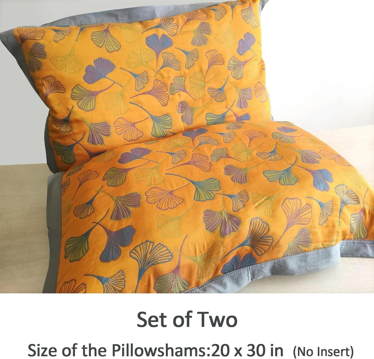 Charming Cotton Pillowcases with Leaf Embroidery