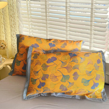 Charming Cotton Pillowcases with Leaf Embroidery