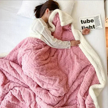 Thick Winter Lambswool Blanket – Warmth and Comfort – Pink