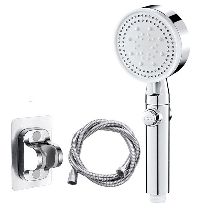 Shower Head with 5 Settings and Push Button Control – Silver