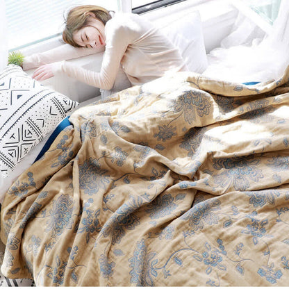 Lightweight Floral Blanket with Breathable Fabric Design