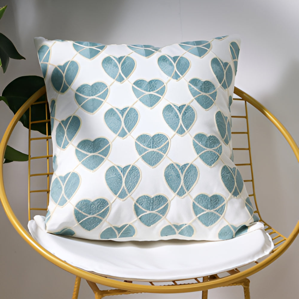 Seaside Serenity Decorative Cushion Cover – Heart Waves
