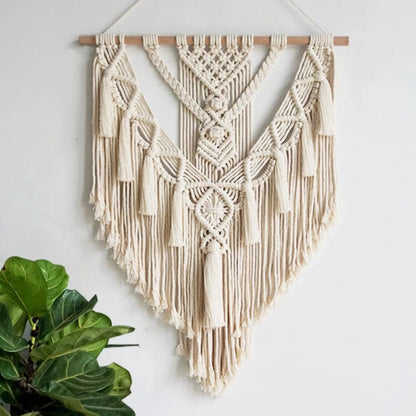 Textured Geometric Macrame Wall Art for Modern Spaces – White