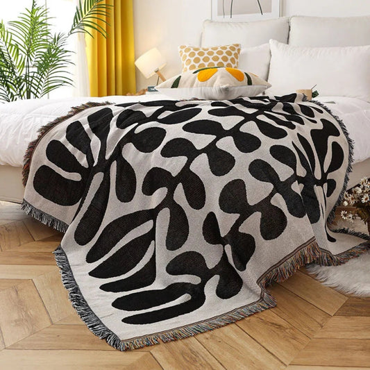 Vintage-Inspired Woven Cotton Throw Blanket