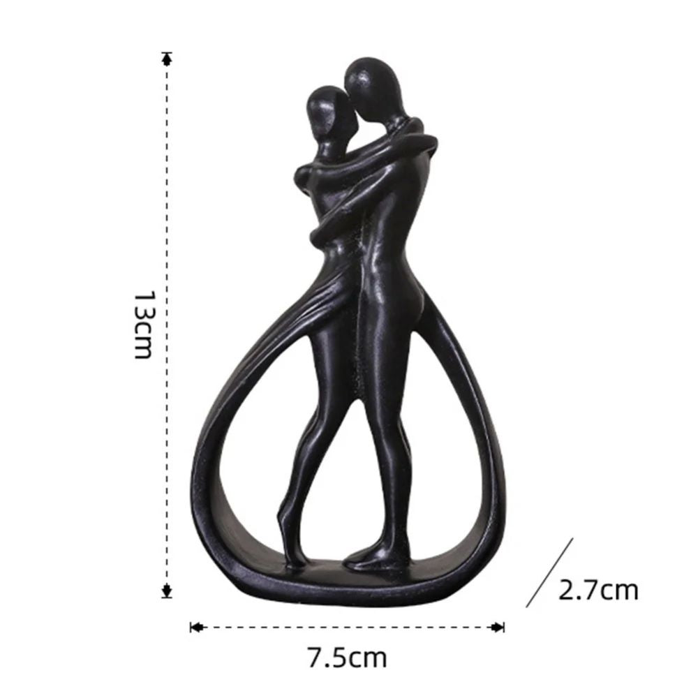 Symbol of Togetherness: Elegant Couple Sculpture – Matte Black