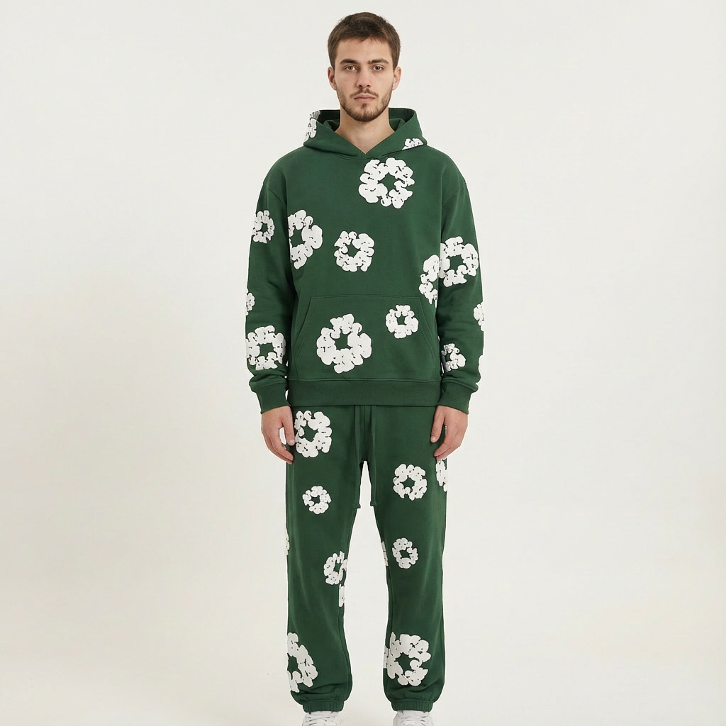 Chic Spring Sweatshirt for Men – Elegant Floral Design and Comfort – Green